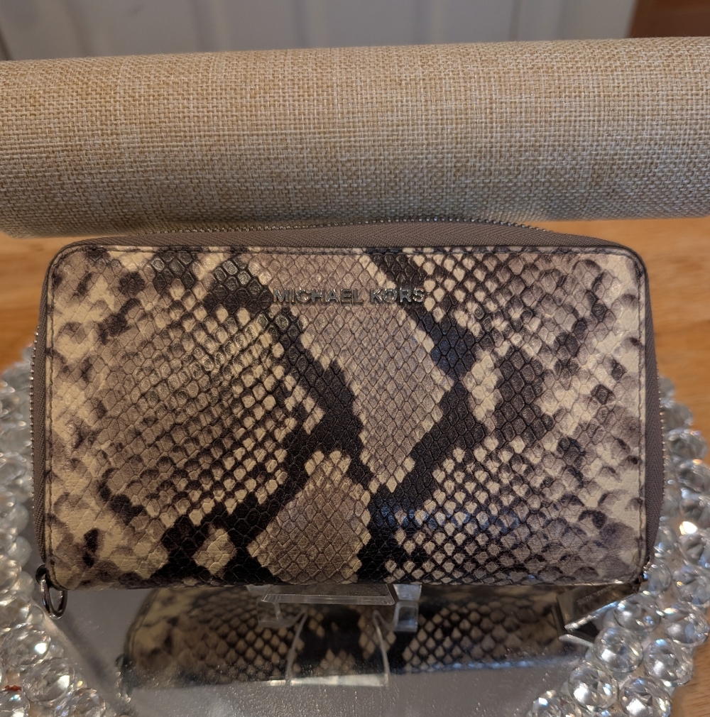 MICHAEL KORS Jet Set Python Snake Skin Leather Wallet